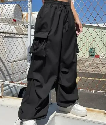 Unisex Black Oversized Cargo